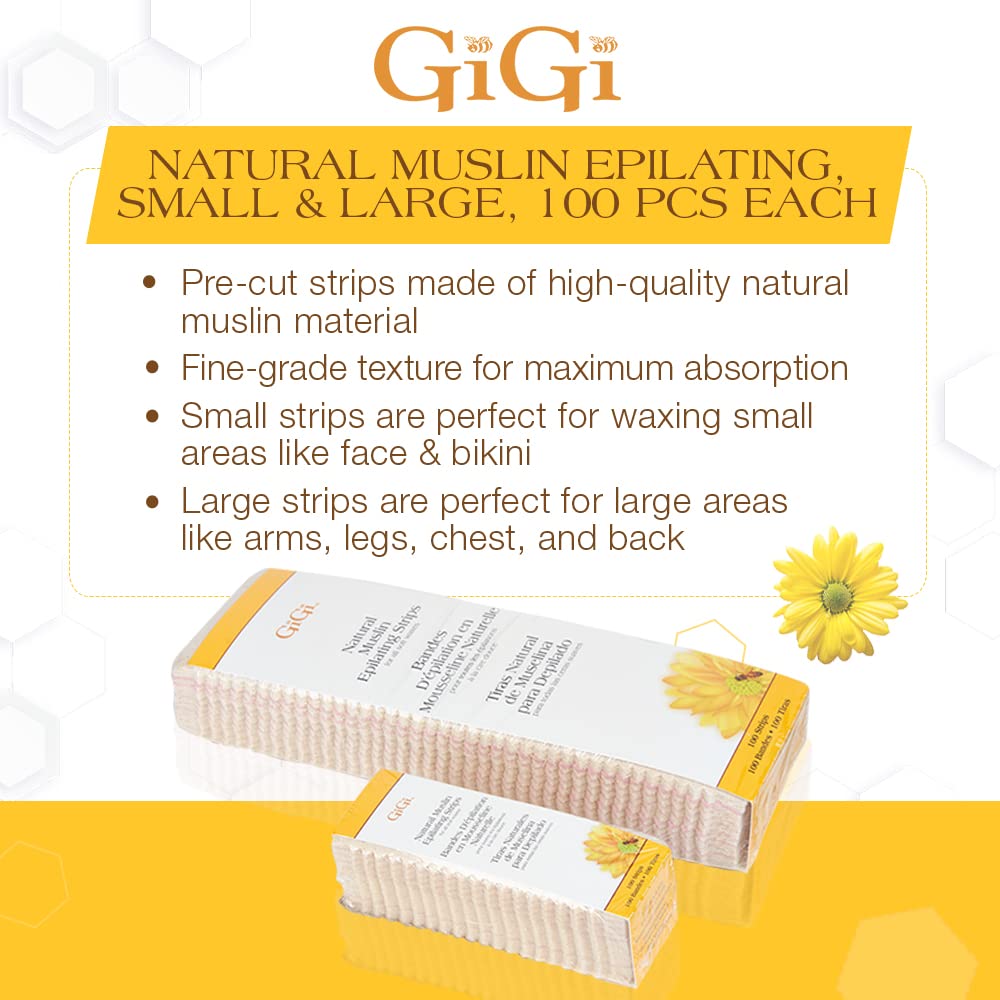 Gigi Solution - Gigi Small & Large Muslin Strips and Satin Smooth Zinc Oxide Hair Removal Wax