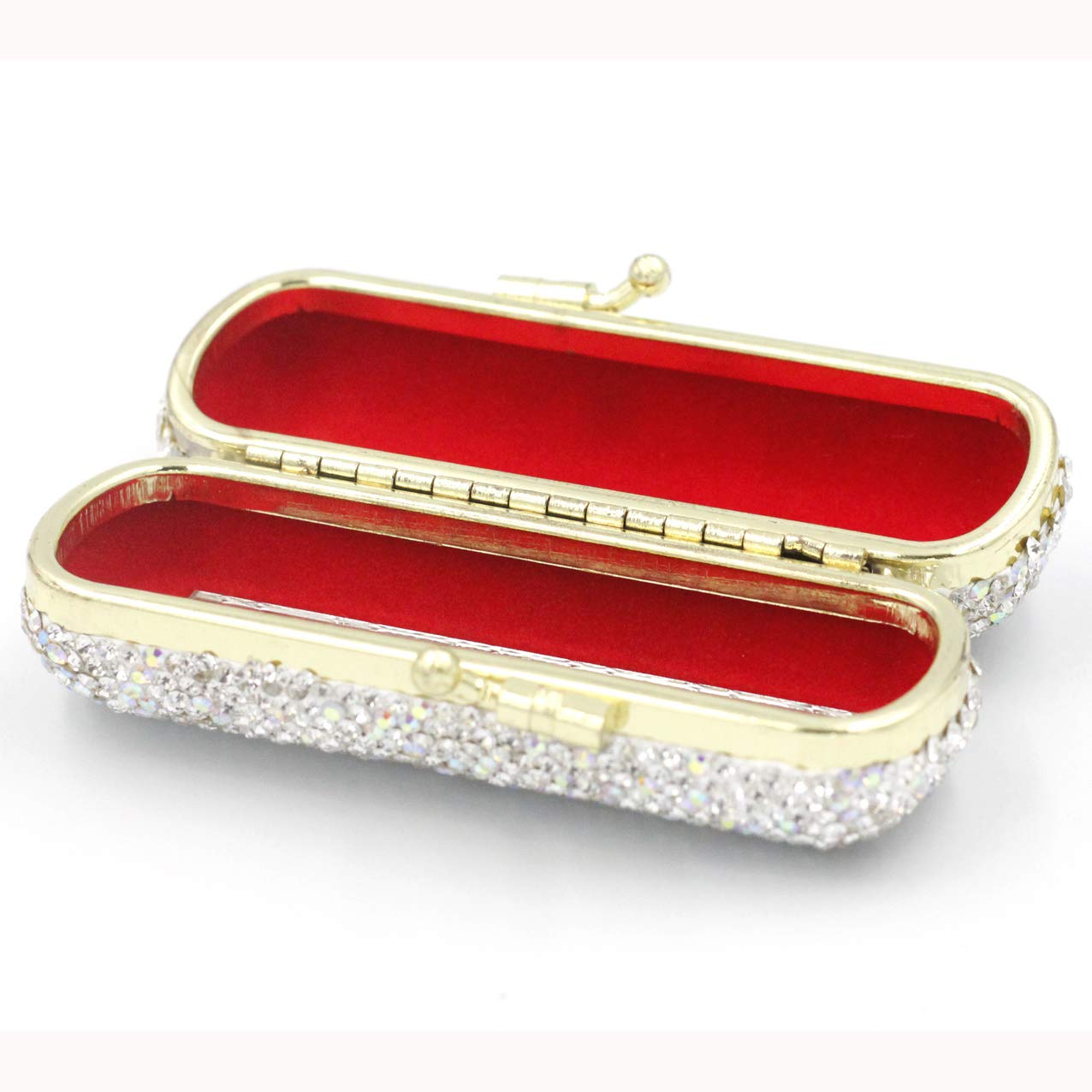 Bestbling Bling Rhinestone Crystal Lipstick Case Holder Organizer bag Cosmetic Storage for Women's Lipstick Jewelry Kit (Silver)