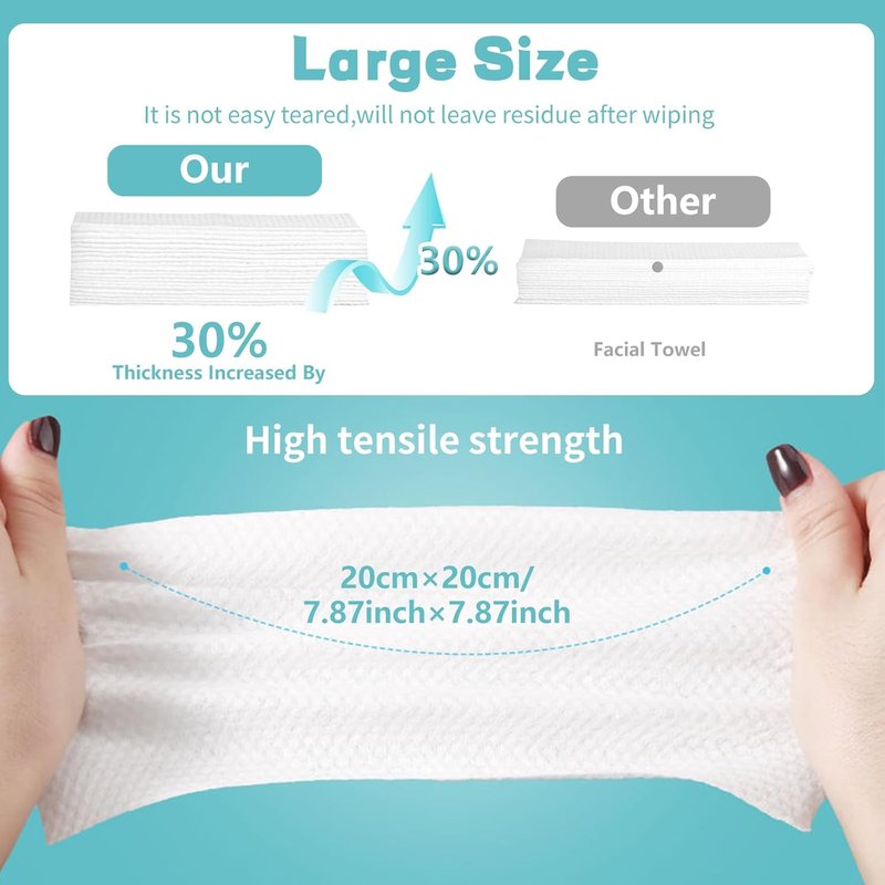 Disposable Face Towels - 600 Count Soft Cotton Facial Wipes for Skin Care & Makeup Removal | Multi-Purpose Cleansing