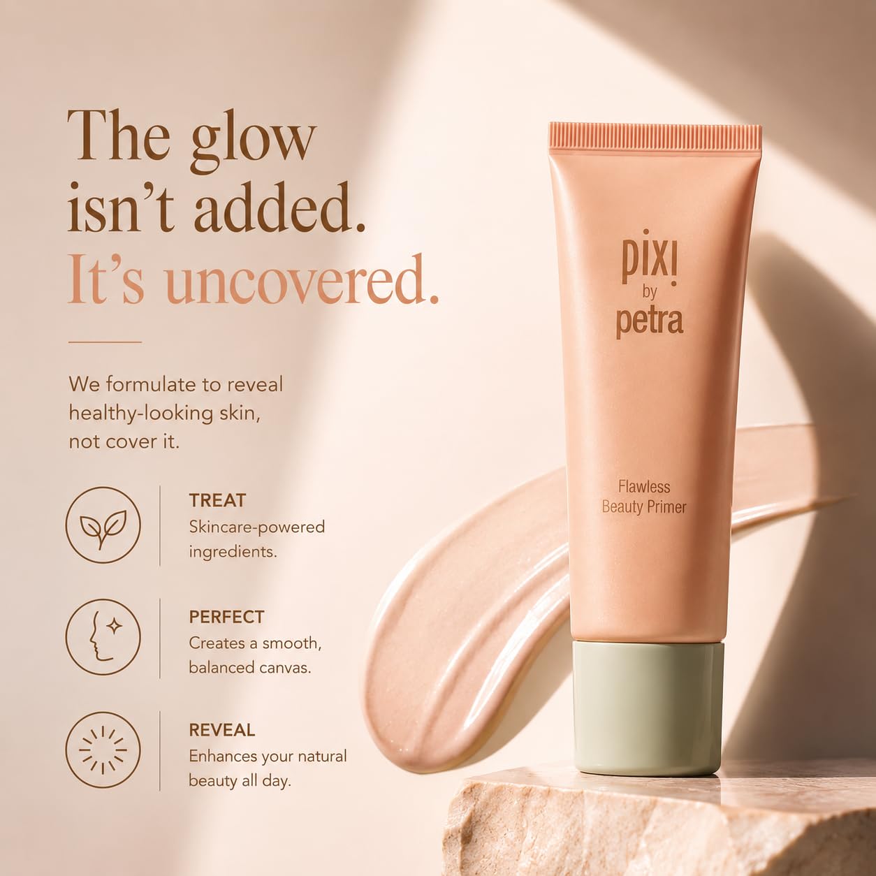 Pixi Beauty Flawless Beauty Primer, Hydrating Glow Face Primer with Vitamin A C and E, Smoothing Makeup Base for a Radiant Lit-From-Within Finish, All Skin Types, 1 fl oz / 30 ml
