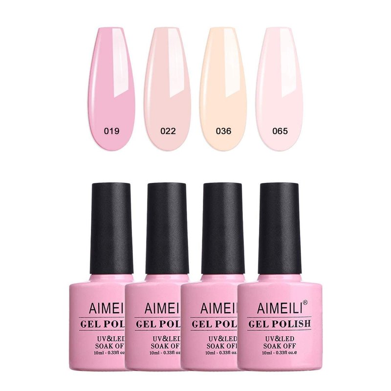 AIMEILI Hema-Free No Wipe Top & Base Coat Set | Natural Sheer Pink Gel Color
