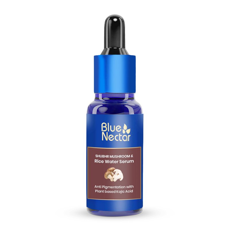 Blue Nectar 1.5% Kojic Acid Face Serum | Mushroom & Rice Water Skin Serum for Reducing the Appearance of Pigmentation & Dark Spots | Night & Day Serum for Women & Men (18 Herbs, 30ml)