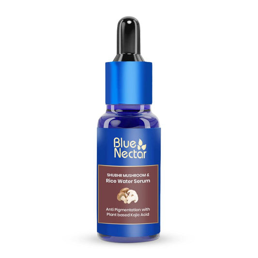 Blue Nectar 1.5% Kojic Acid Face Serum | Mushroom & Rice Water Skin Serum for Reducing the Appearance of Pigmentation & Dark Spots | Night & Day Serum for Women & Men (18 Herbs, 30ml)
