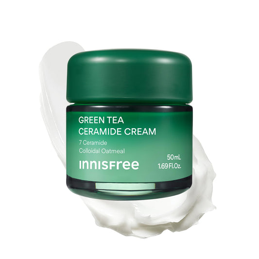 innisfree Green Tea Ceramide Cream | Hydrating Korean Rescue Cream for Acne and Dry, Sensitive, and Eczema Prone Skin | Non-Comedogenic
