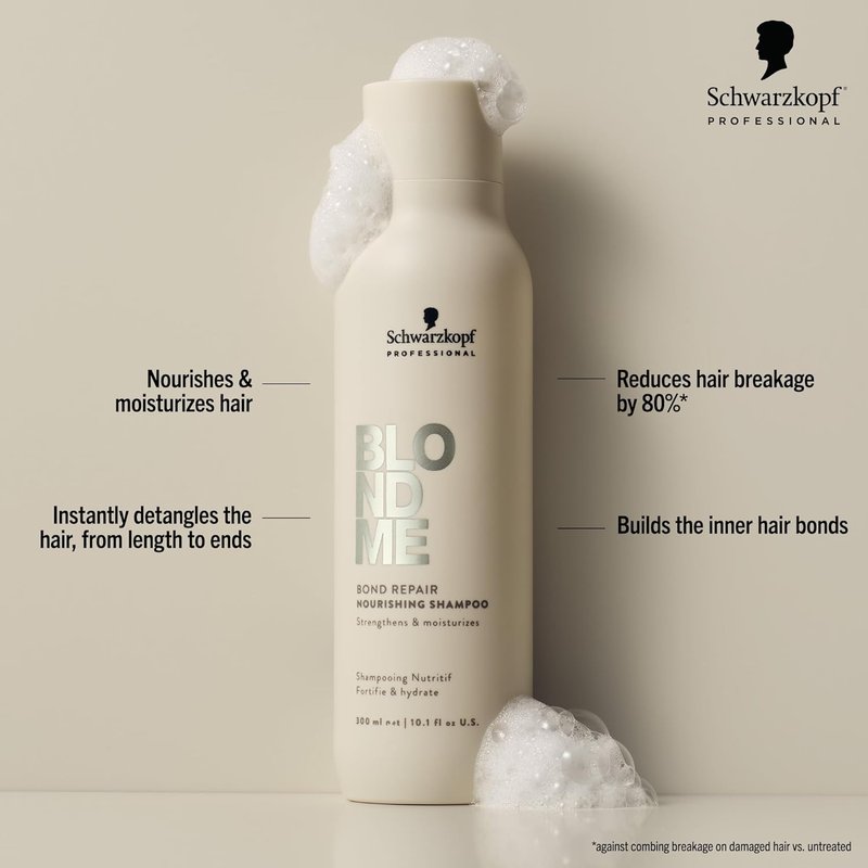BlondMe Bond Repair Shampoo for Blonde Hair - Moisturizes, Strengthens & Repairs | For Lightened & Grey Hair