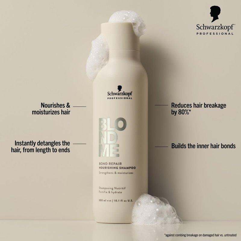 BlondMe Bond Repair Nourishing Shampoo for Blonde Hair, 33.8 Fl Oz | Adds Moisture and Softness | Strengthens, Repairs, & Prevents Breakage |For Blonde, Lightened, & Grey Hair