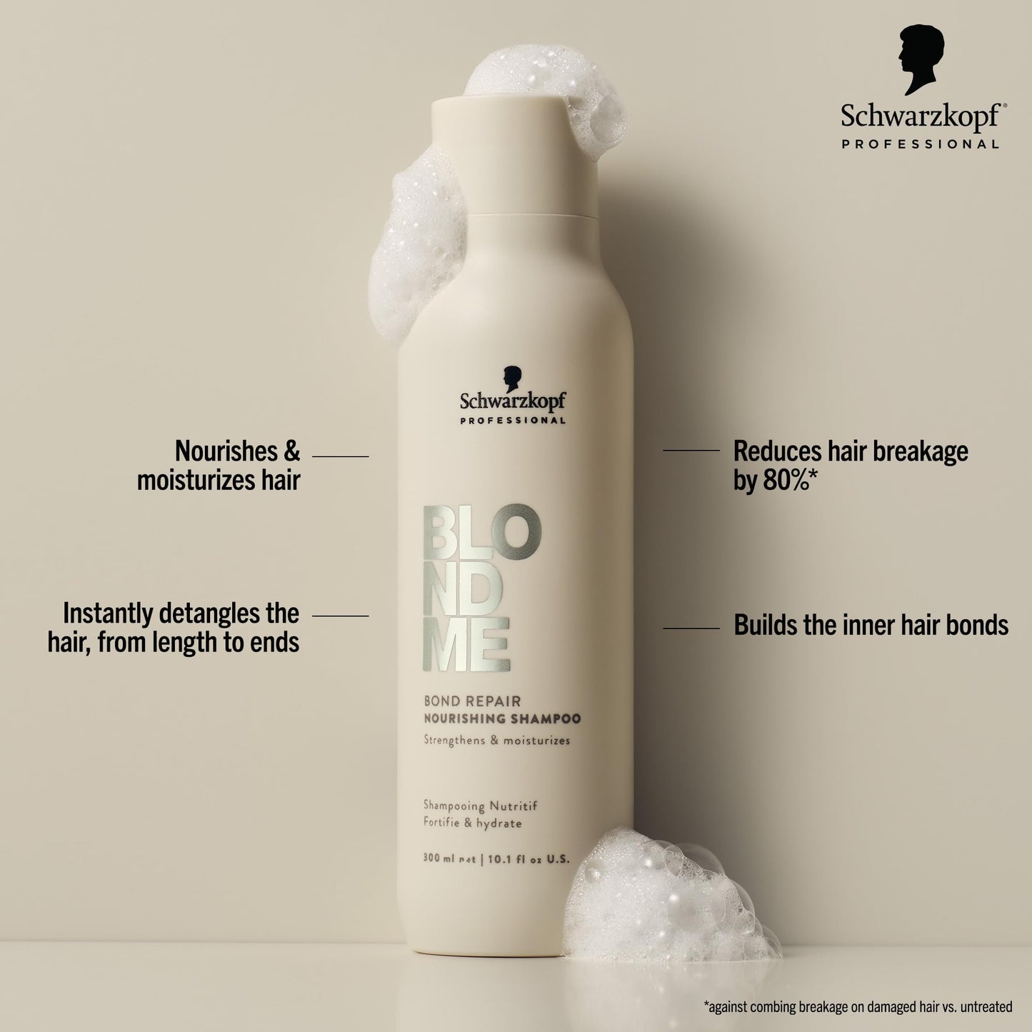 BlondMe Bond Repair Nourishing Shampoo for Blonde Hair, 33.8 Fl Oz | Adds Moisture and Softness | Strengthens, Repairs, & Prevents Breakage |For Blonde, Lightened, & Grey Hair
