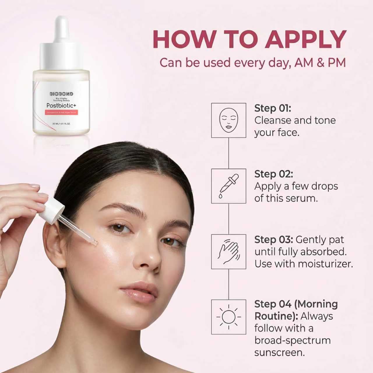 BIOBOND Lactic Acid Exfoliating Serum, For Gentle Resurfacing, Brightening, Hydrating, With Postbiotic Lactobacillus & Centella, Smooth Texture & Pore Minimizer Facial Booster, 1 Fl Oz