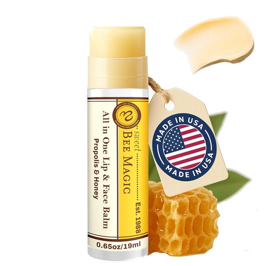 Organic Beeswax Lip Balm - Natural Chapstick for Dry Lips - Honey & Propolis Moisturizing Wand - Non Petroleum Lip Balm for Men & Women - Clean Lip Care for All Skin Types, Pack of 3