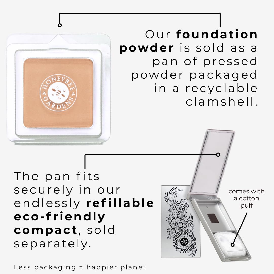 Honeybee Gardens Pressed Mineral Powder Foundation Refill, Avignon, Pale Light Neutral Shade, Adjustable Coverage, Natural Finish, With Botanical Extracts And Vitamin E, 7.5g