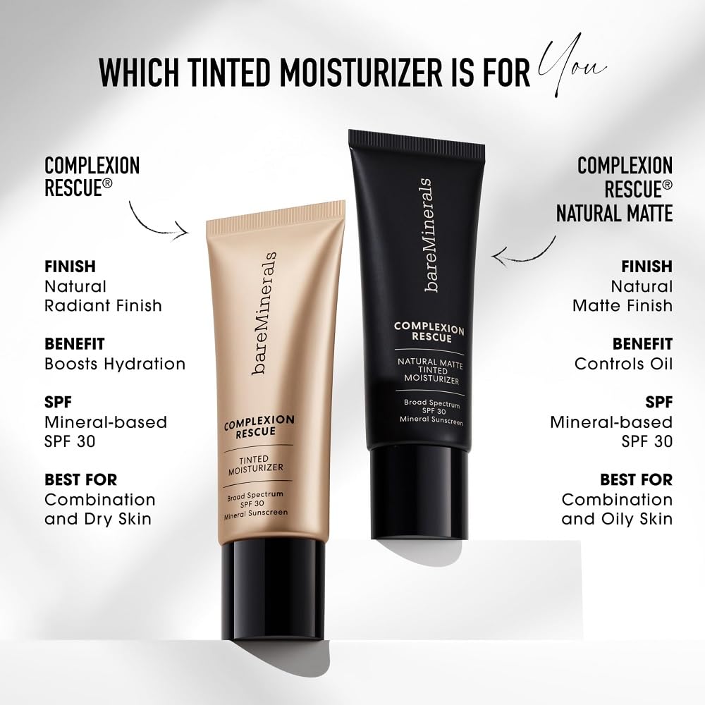 bareMinerals Complexion Rescue Tinted Moisturizer for Face with SPF 30, Full Size, Wheat 4.5, Vegan, Cruelty-Free & Dermatologist-Tested