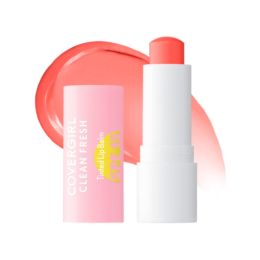 COVERGIRL Clean Fresh Tinted Lip Balm SPF 15-20 - Orange You A Cutie, with Mineral Sunscreen, Moisturizing, Vegan Formula, 0.14oz