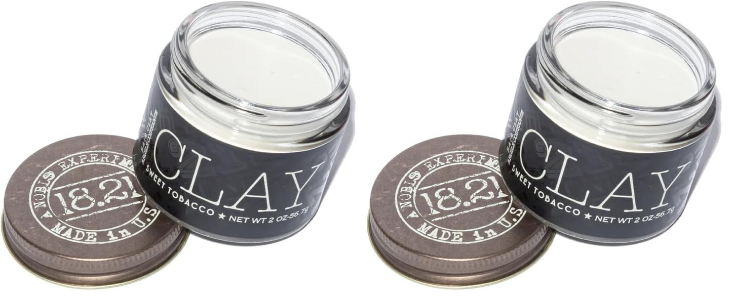 18.21 Man Made Hair Styling Product,2oz. Original Sweet Tobacco Scent in Clay with Matte Finish,(Pack of 2)