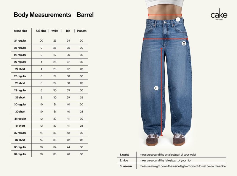 CAKE THE LABEL Womens Baggy Barrel Jeans Wide Leg High Rise Premium Denim Pants Medium Blue