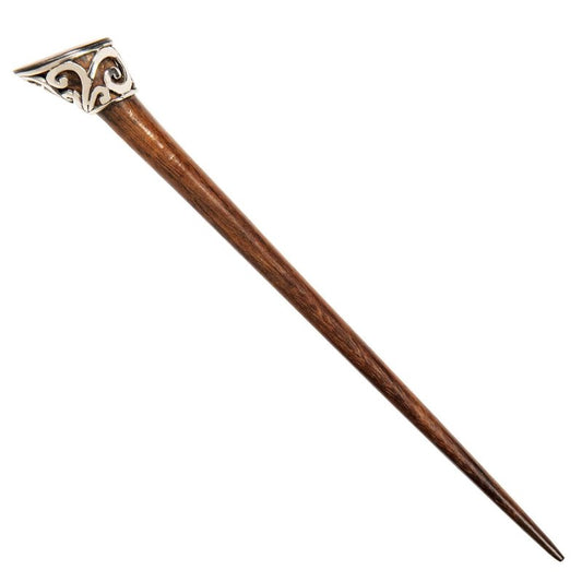 81stgeneration Women's Natural Wood Wooden Abalone Silver Brass Filigree Hair Pin Stick Hairpin