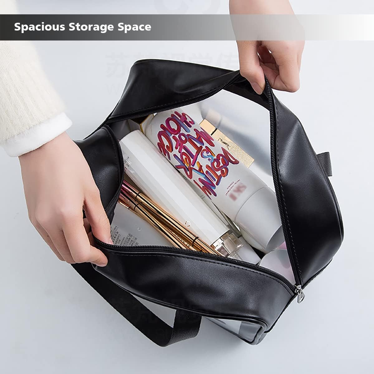 DAPOWER Travel Toiletry Bag Set - Matte Translucent Makeup Organizer for Men & Women | 4 PCS, Black