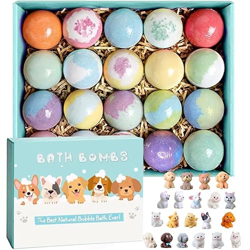 Bath Bombs for Kids with Surprise Inside for Girls Boys Toddlers, 20 Pack Organic Kids Bath Bombs with Puppy Dolls Inside, Kids Safe Handmade Bubble Bath Fizzies, Ideal Birthday Christmas Gift Set