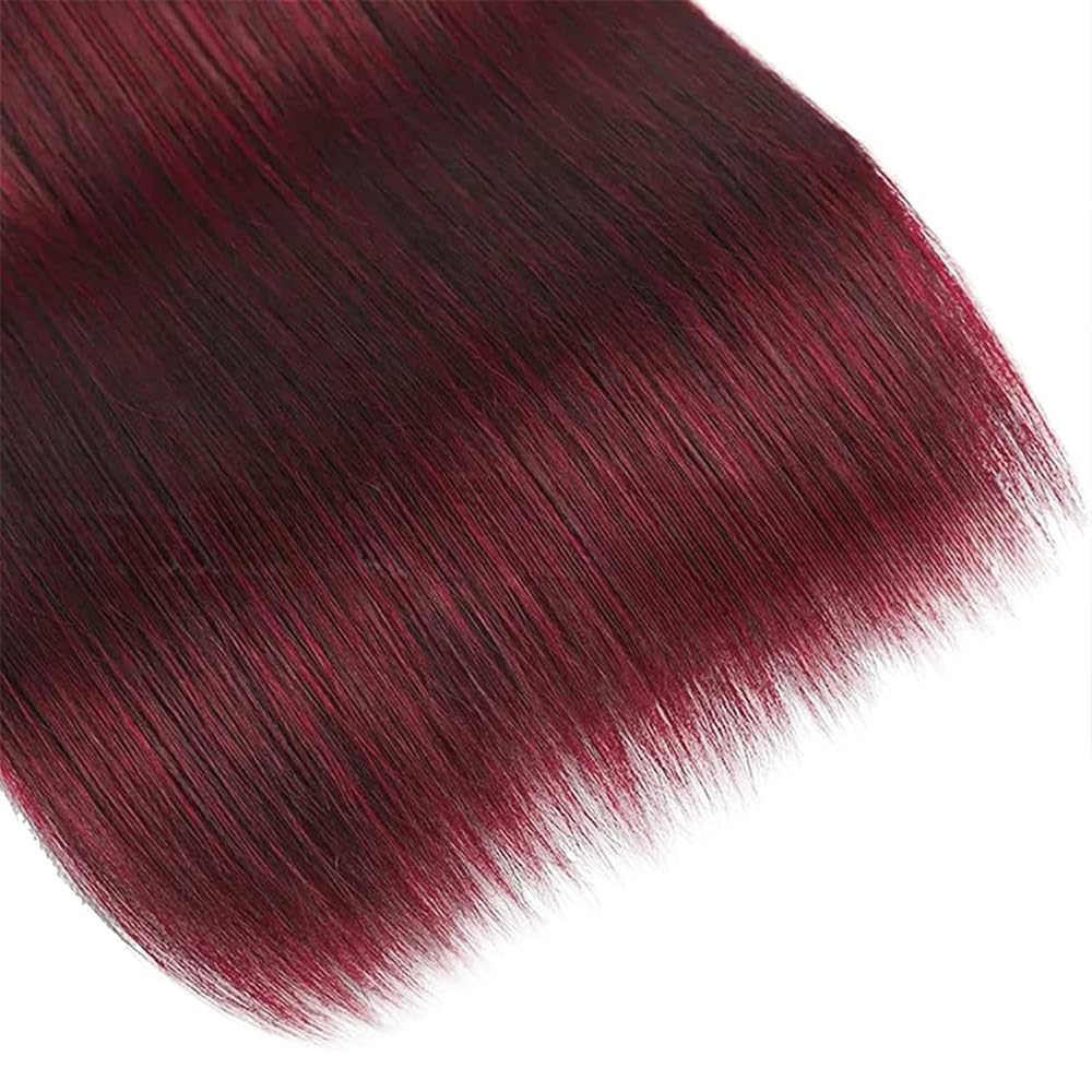 Hiaplame Burgundy Human Hair Bundles #99j Straight Bundles 8 10 12 inch Double Weft Burgundy Straight Human Hair Weave Brazilian Virgin Remy Hair Extensions Soft and Silky for Women