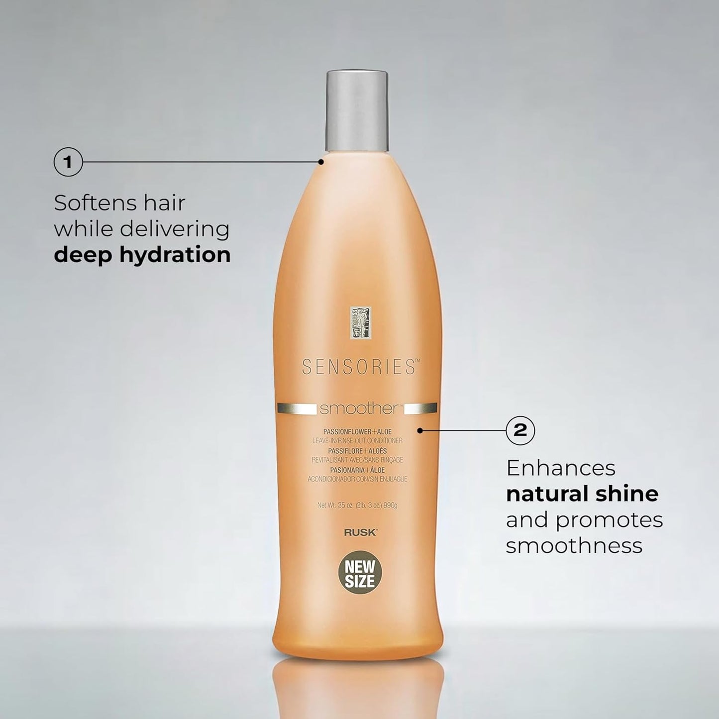RUSK Sensories Smoother - Passionflower & Aloe Anti-Frizz Treatment for Restored Moisture & Shine | 8.5 oz