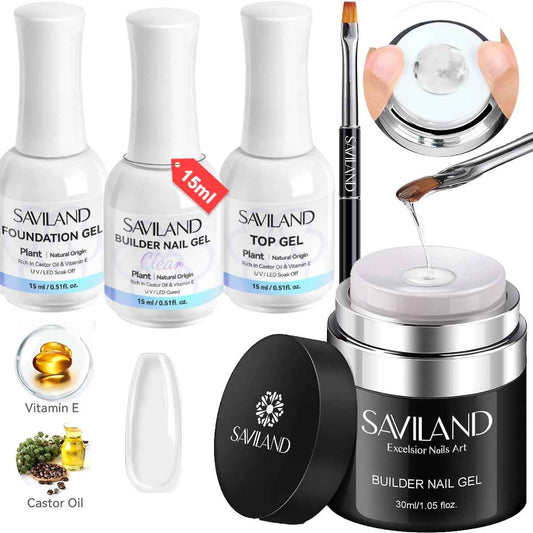 Builder Nail Gel with Air Cushion Design - 15ml Vitamin E Base & Top Gel Set (3 Pcs)