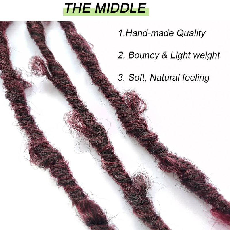 6 Packs Crochet Butterfly Locs Crochet Hair 12 Inch Burgundy Red Distressed Crochet Braids Soft Butterfly Faux Locs Crochet Hair Extension (12Inch,1B/BUG)