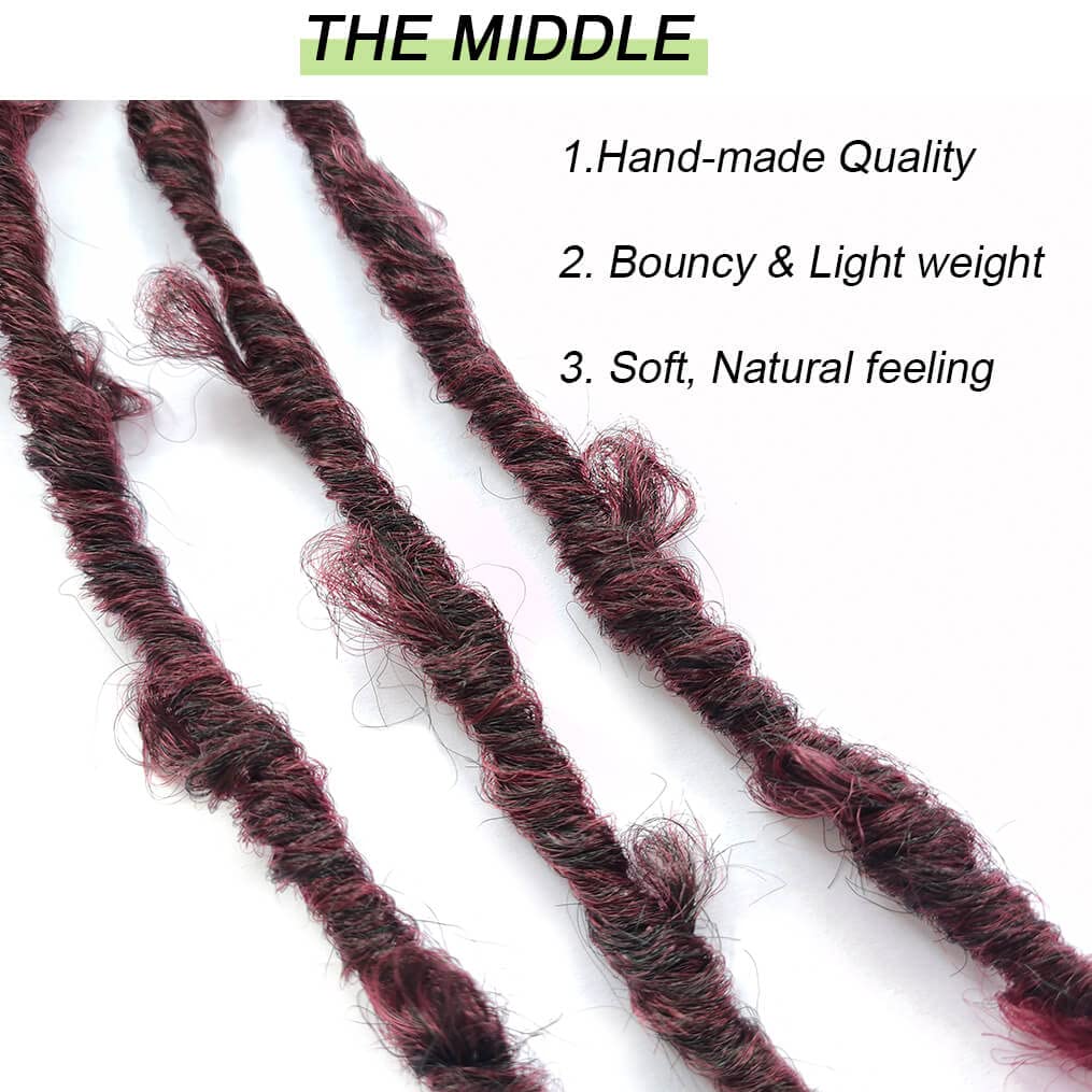 6 Packs Crochet Butterfly Locs Crochet Hair 12 Inch Burgundy Red Distressed Crochet Braids Soft Butterfly Faux Locs Crochet Hair Extension (12Inch,1B/BUG)