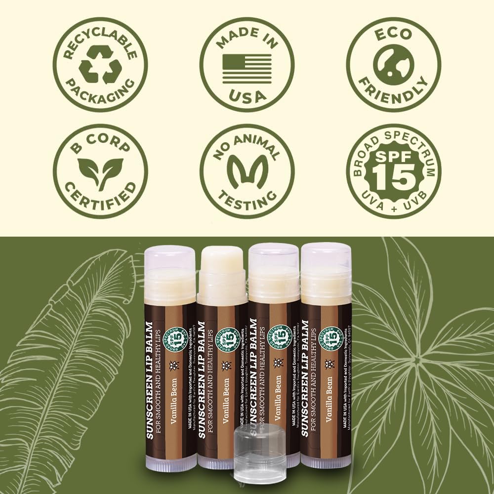 Earth's Daughter Sunscreen Lip Balm SPF 15 - Vanilla 4-pack