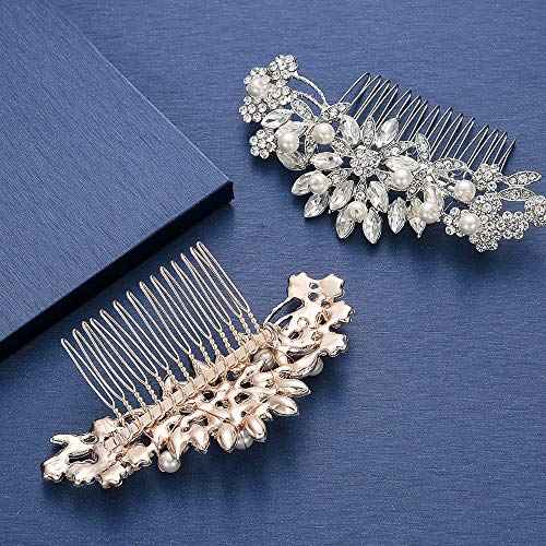 Crystal Wedding Hair Comb Bridal Hair Comb Pearl Wedding Headpiece Silver Hair Accessories