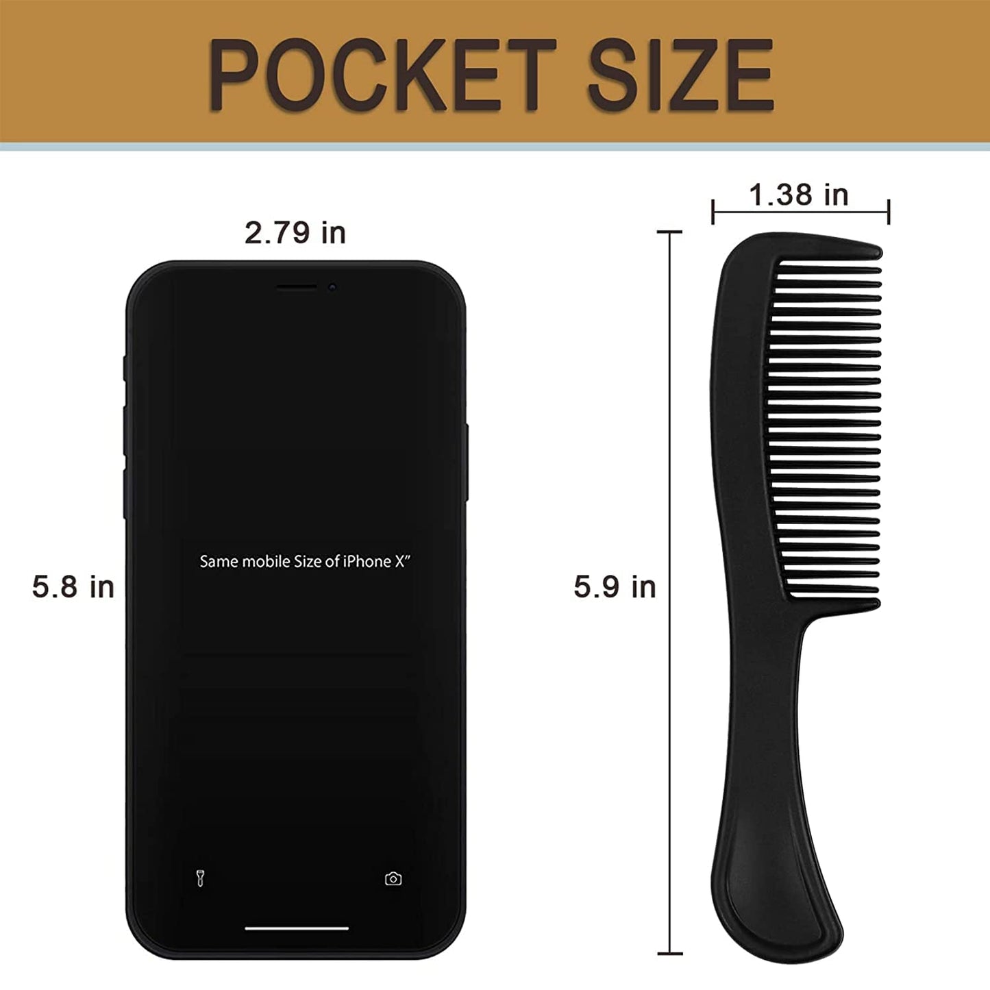 HQSLsund 200 pcs Combs, Polypropylene (PP) Hair Combs in Bulk, Individually Wrapped for Women, Kids, Hotel, Airbnb, Shelter/Homeless/Nursing Home/Charity/Church(Black,200)