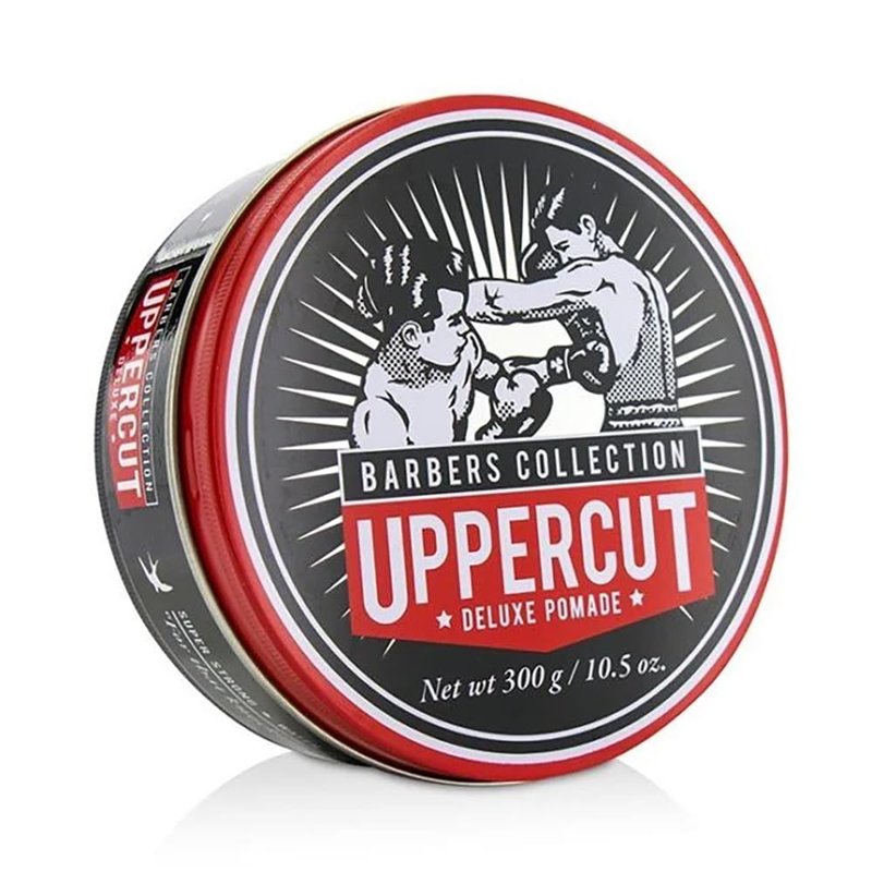 UPPERCUT DELUXE Barbers Collection Deluxe Pomade, 10.5 oz / 300g - Strong Hold, High Shine Hair Pomade – Water-Based, Easy Washout – Classic Barber Styling for Slick Backs, Side Parts & Pompadours