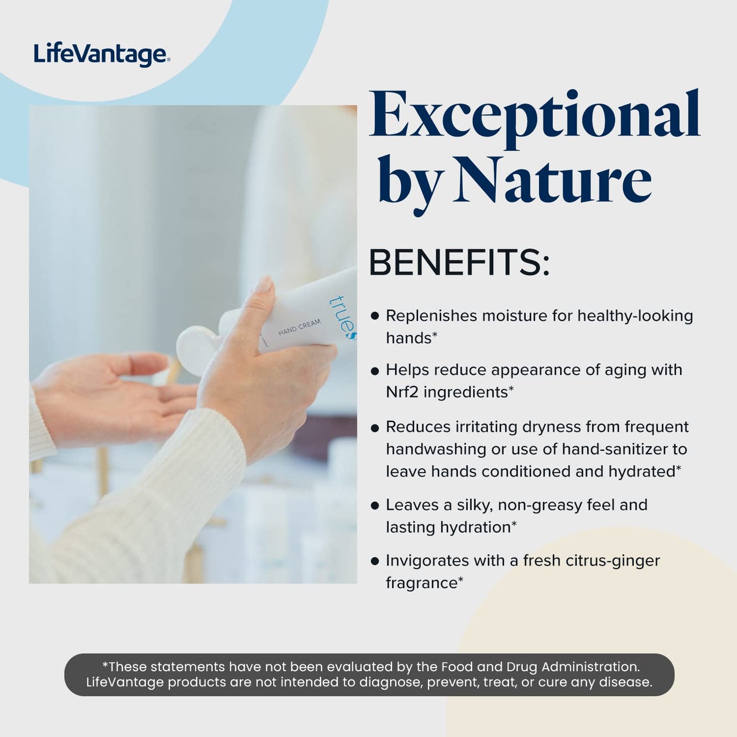 TrueScience Hand Cream (100ml) Nourishing Hydration for Dry Hands, with Shea Butter, Aloe Vera Juice, Sunflower Seed Oil, Vitamin Complex, and Nrf2 Actives in an Invigorating Citrus-Ginger Fragrance