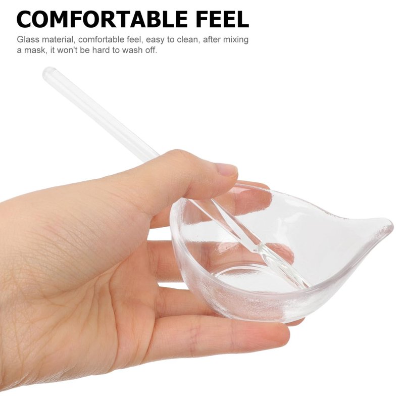 Zerodeko Glass Facial Mask Mixing Bowl Set with Spoon 3.14X2.36X1.57 Inch for Diy Skincare Essential Oil Mixing Home and Salon Beauty Tool