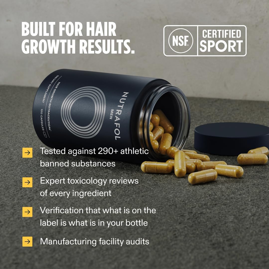 Nutrafol Men's Hair Growth Supplements - Clinically Tested for Thicker Hair & Scalp Coverage | 1 Month Supply