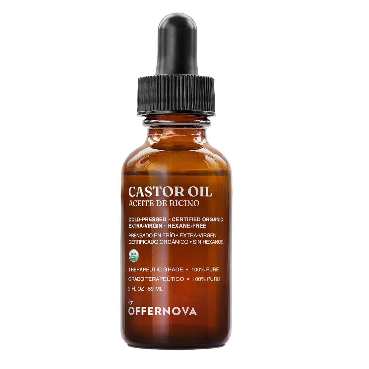 Organic Castor Oil - Pure Cold Pressed Eyelash Serum for Hair Growth | Thicker Eyebrows, Hexane Free