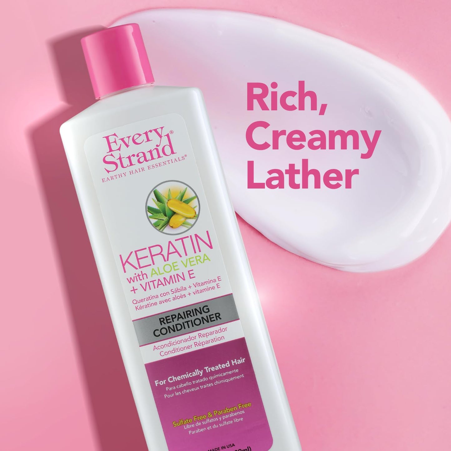 Every Strand Keratin Shampoo and Conditioner Set 13.5 oz, Sulfate Free Daily Duo for Chemically Treated and Damaged Hair, Infused with Keratin, Aloe Vera, and Vitamin E
