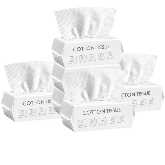 Disposable Face Towel, 100% Plant Cotton Fiber Biodegradable, Dry/Wet Use Facial Clean Washcloth Tissue Makeup Remover Cloth Pads Wipes for Sensitive Skin Cleaning,Travel (420 ct, 6 pack)