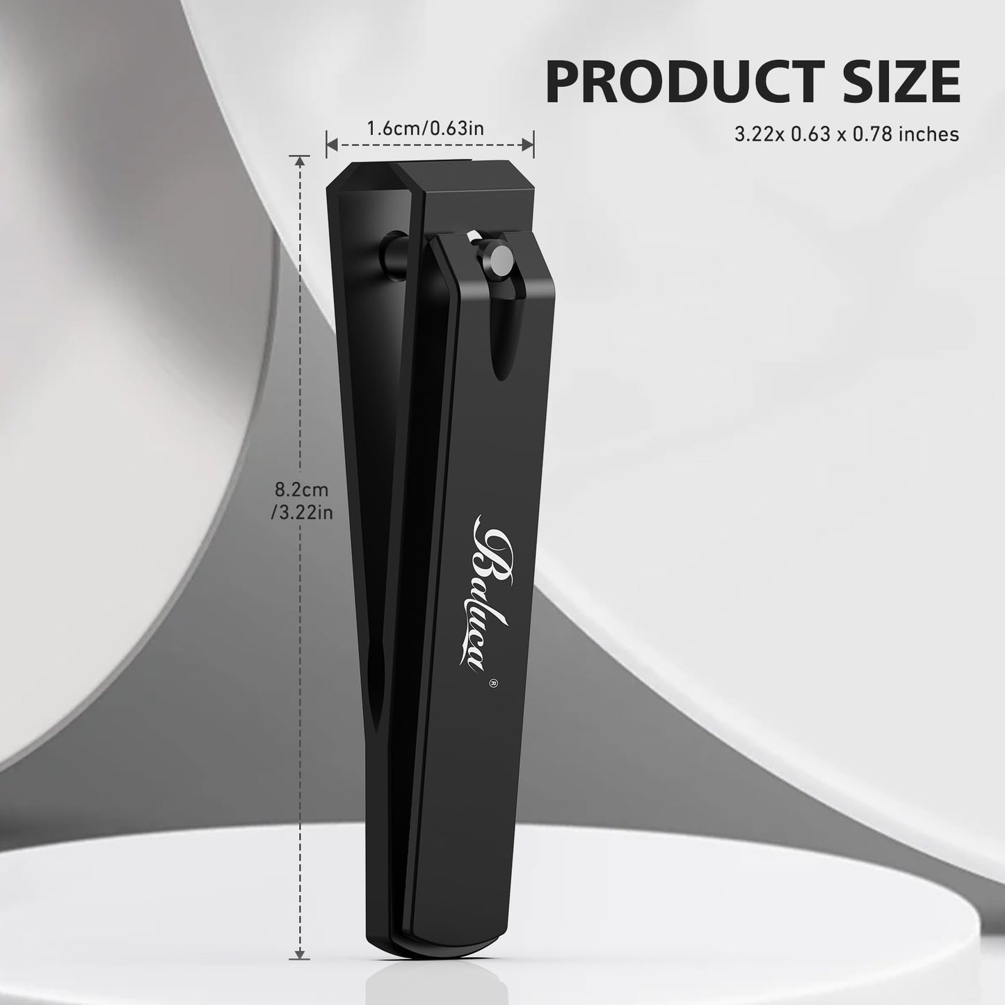 BALUCA Ergonomic Nail Clipper for Seniors - Straight Toenail Clipper for Thick Toenails and Fingernails, Long Handle Nail Clippers with Catcher, Precision Nail Trimmer for Men and Women - Black