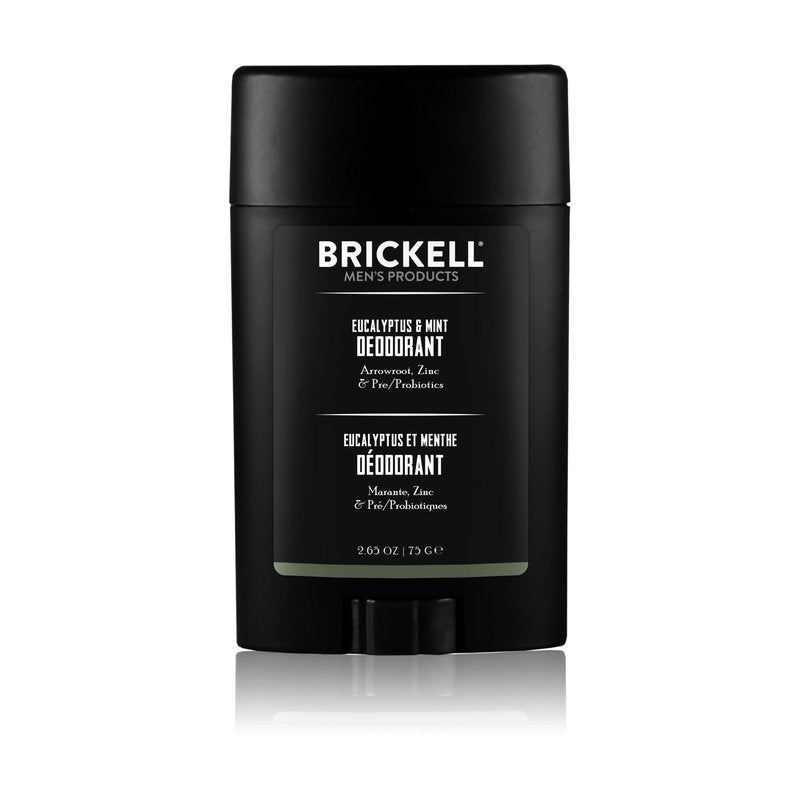 Brickell Men's Products Deodorant For Men, Aluminum, Alcohol, and Baking Soda Free, With Arrow Root Powder, Olive Oil, and Inulin, 2.65 Ounce, Eucalyptus & Mint