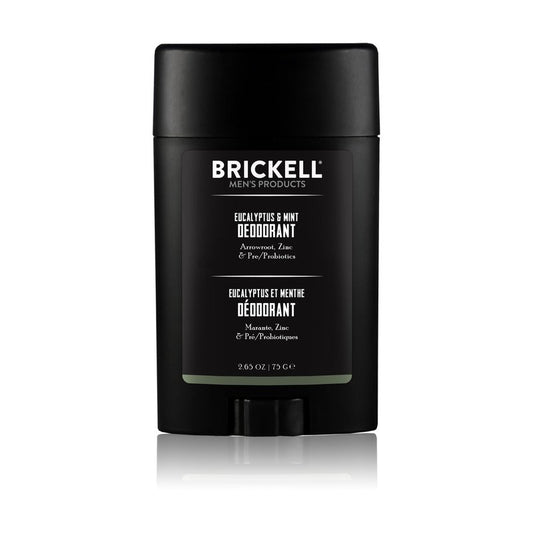 Brickell Men's Products Deodorant For Men, Aluminum, Alcohol, and Baking Soda Free, With Arrow Root Powder, Olive Oil, and Inulin, 2.65 Ounce, Eucalyptus & Mint