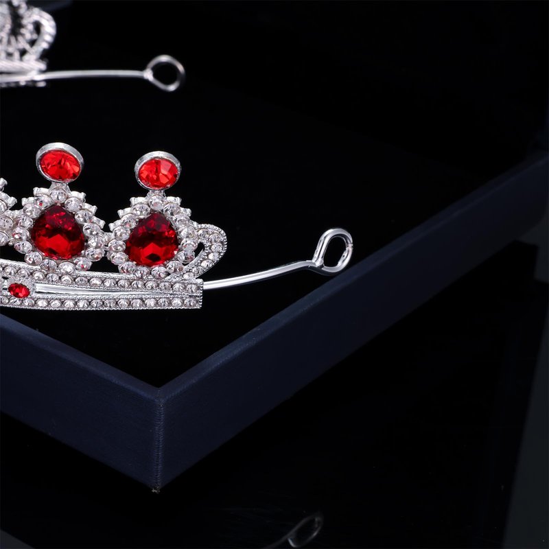 Kamirola Tiaras Princess Crowns for Women Crystal Headbands for Bridal, Princess for Wedding and Party(TR21) (Silver & Red)