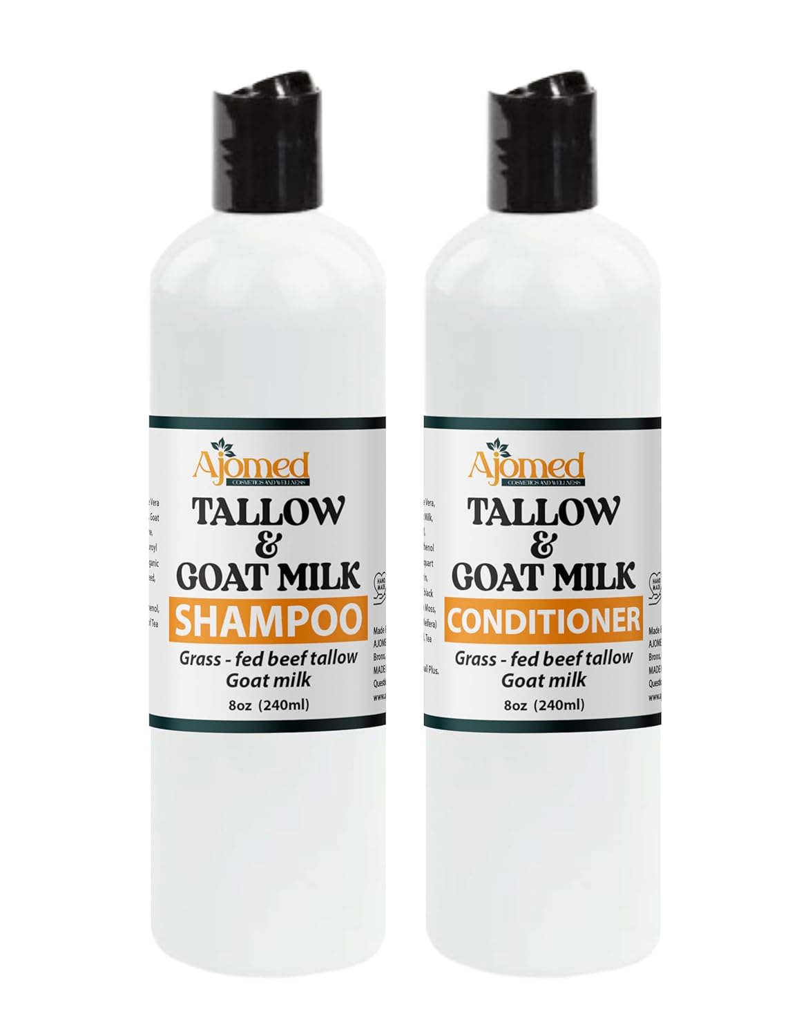 Beef Tallow & Goat Milk Shampoo and Conditioner Set | Handmade Hair Care for Thinning Relief - 8 Oz