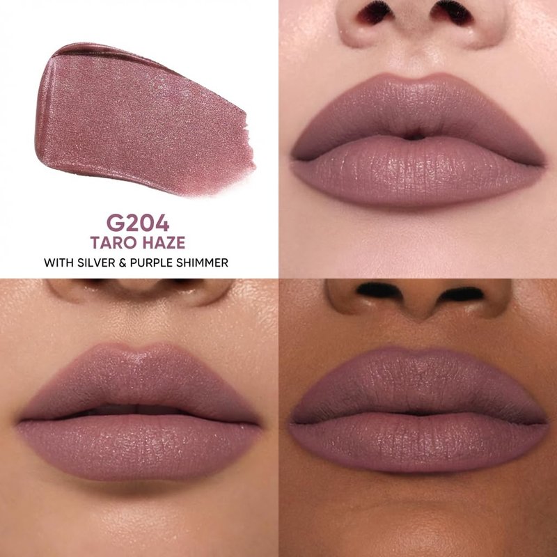 JUDYDOLL Cushion Matte Lip Cream, Hydrating Matte Lipstick with Tripeptide & Squalane, Lip Line Blurring, Velvet Lip Mud, Smudge-Proof,Long-Lasting, Non-craked (G204 Taro Haze)