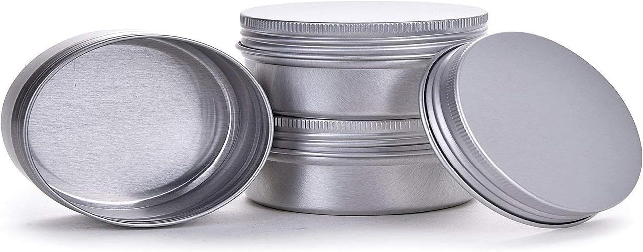Aluminum Tin Jar - 30 ml Refillable Containers with Screw Lid | Round Cosmetic Jars for Lip Balm & Cream - 60 Pack