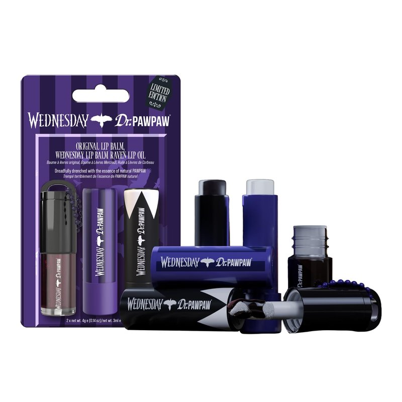 Dr. PawPaw Wednesday Set - Lip Balm and Lip Oil Trio with Original, Sheer Plum and Deep Blackberry Shades - Gluten Free Hydrating Care- 3 pc