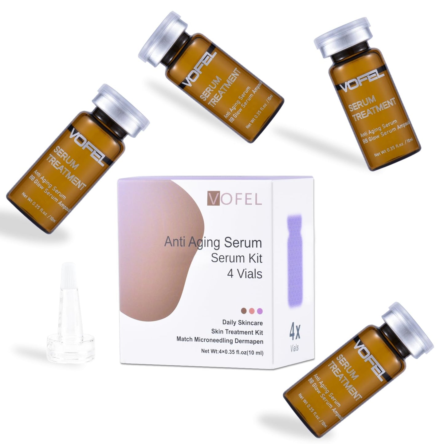 VOFEL Anti Aging Serum with Hyaluronic Acid for Microneedling Serum Ampoules for Face 0.35 oz 4 Vials