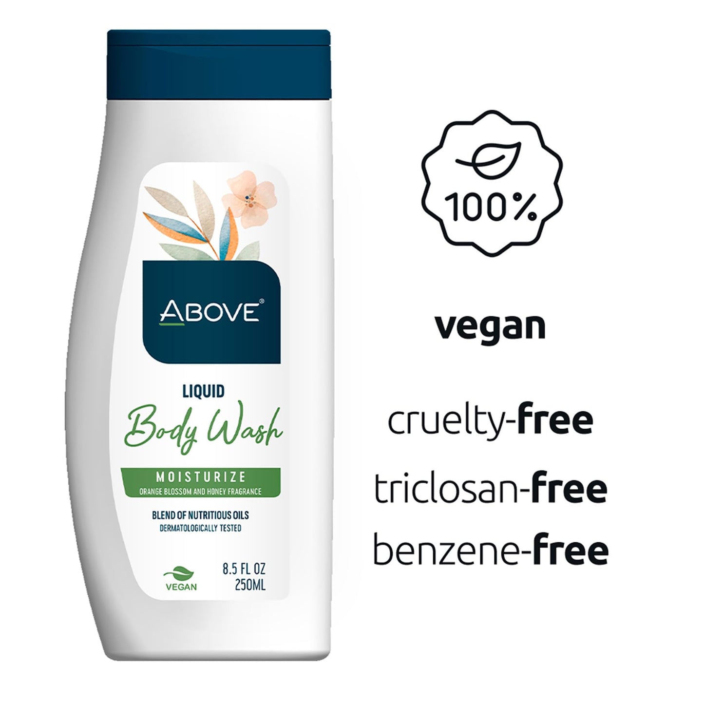 ABOVE Liquid Body Wash Moisturizer, 8.5 oz - Delicate Deep cleansing Skin Care with Creamy Foam - All Natural Body Wash - Suitable for All Skin Types