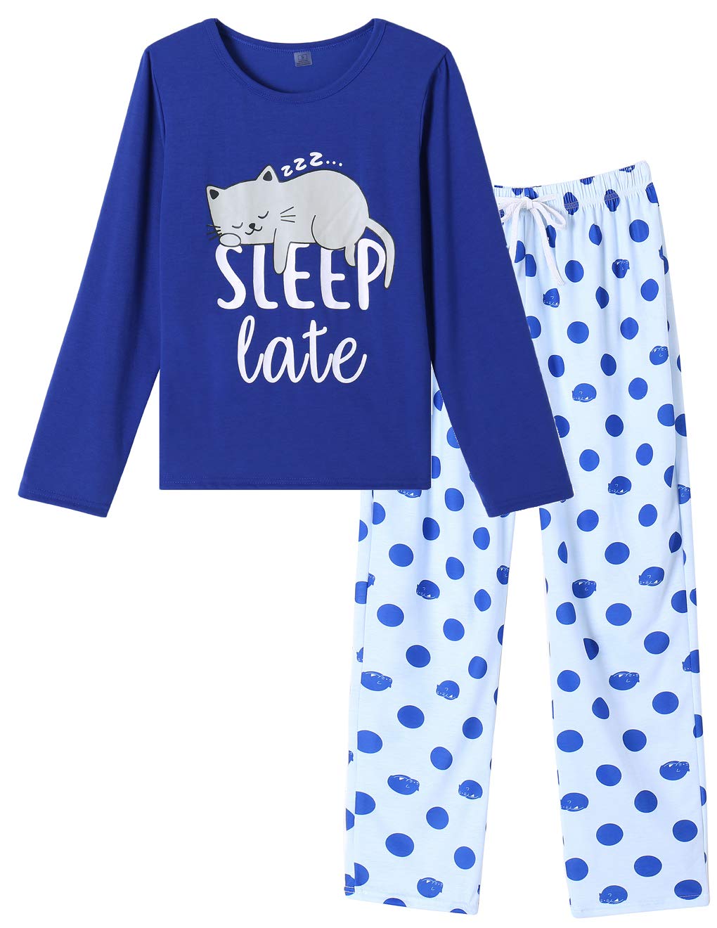 VENTELAN Women Pajamas Cute Owl Sleepwear Comfy Pajama Pants Long Sleeve Night Suits