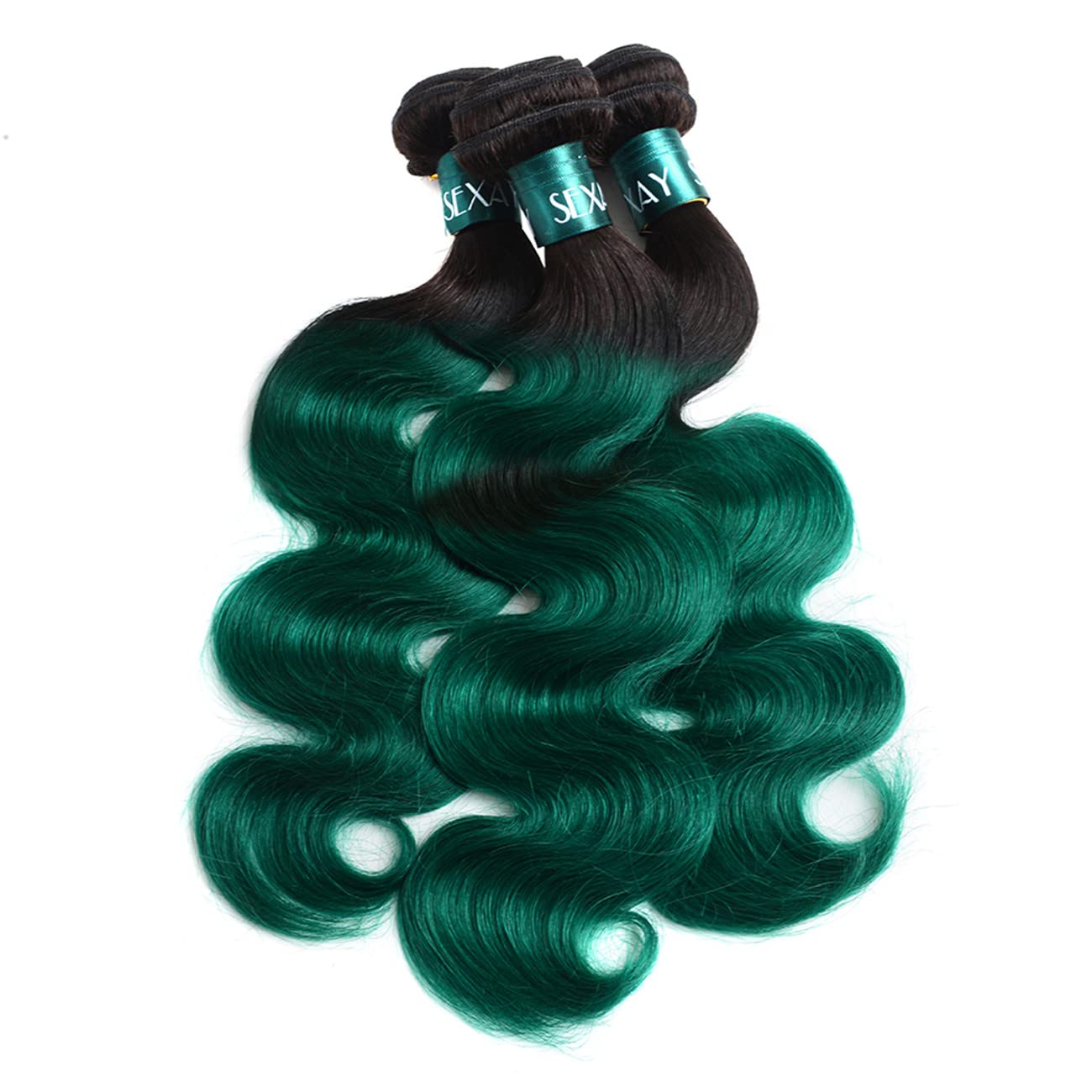 SEXAYHAIR Bule Bundles 16Inch Brazilian 100% Human Hair 1b/Blue 1 Bundle Body Wave, 2 Tone Blue Ombre Virgin Hair 1Bundles Human Hair for Women(16inch blue)