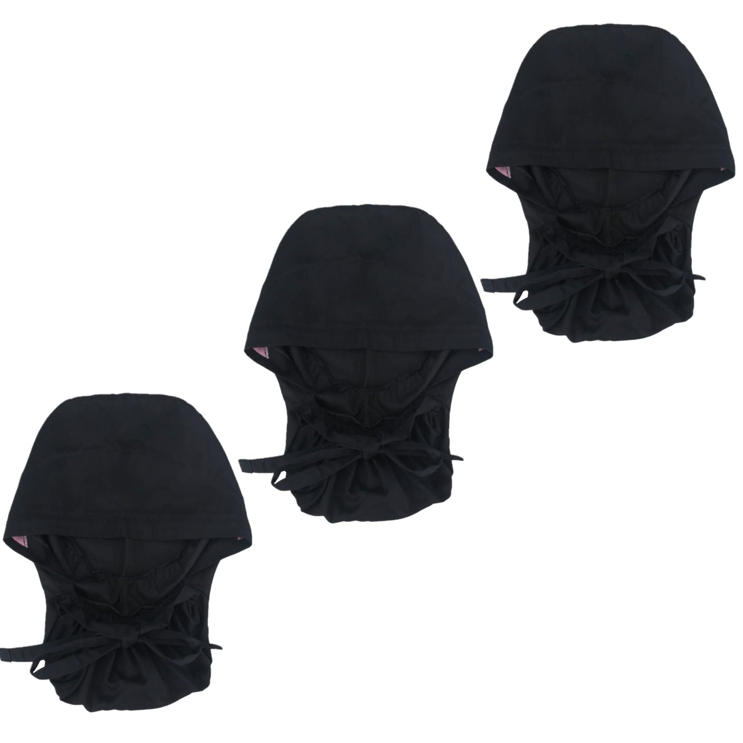 QBA Working Cap with Button Long Hair, Adjustable Working Hat Sweatband Cotton Ponytail Holder, Tie Back Hats for Women & Men, One Size, 3 Pack: Black * 3 PCS