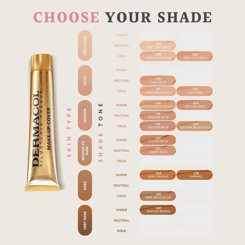 Dermacol - Full Coverage Matte Foundation with SPF 30, Waterproof Foundation for Oily Skin, Acne, & Under Eye Bags, Long-Lasting Makeup, 30g - Shade 208